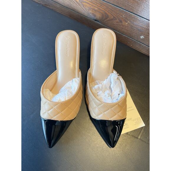 The Drop Women's Paulina Pointed-Toe Two-Tone Mule Praline Quilted Size 8.5 - Picture 2 of 10